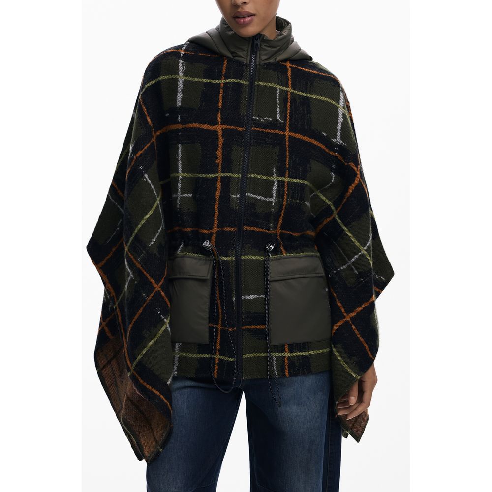 Green Polyester Women Poncho