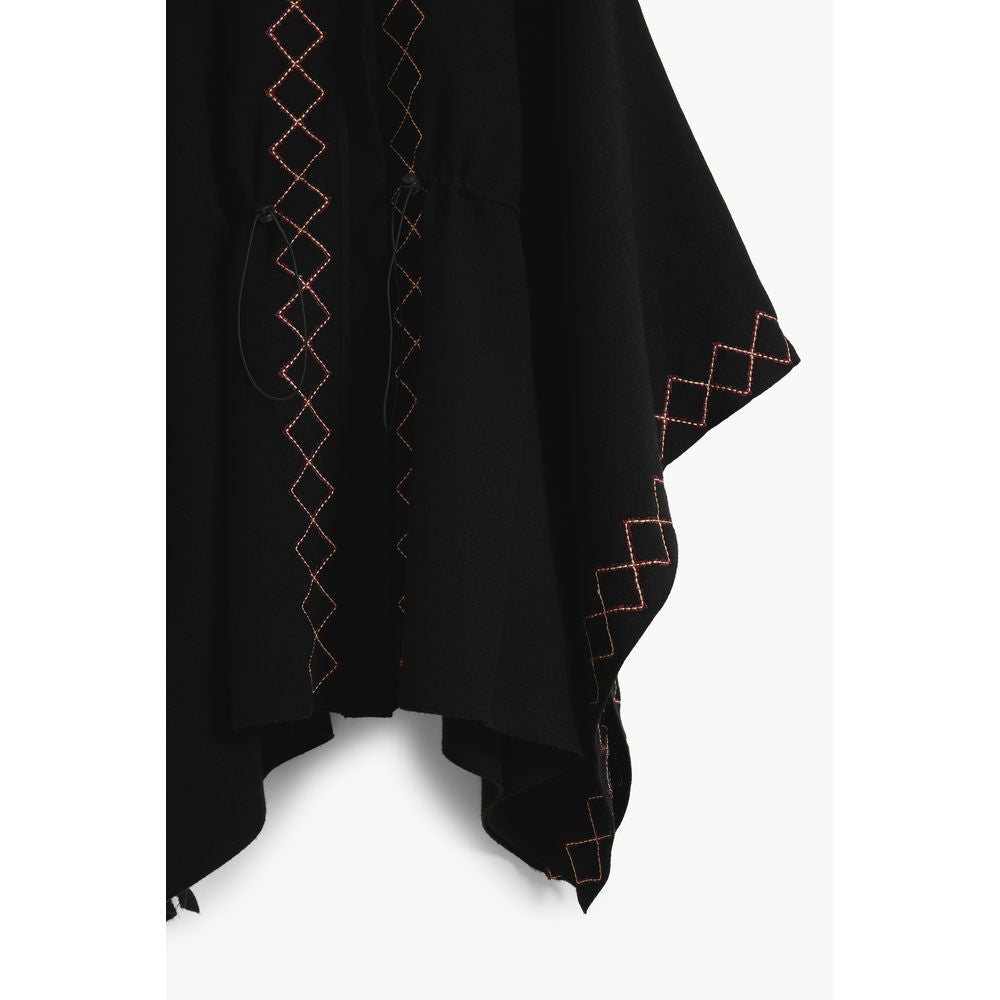 Black Polyester Women Poncho