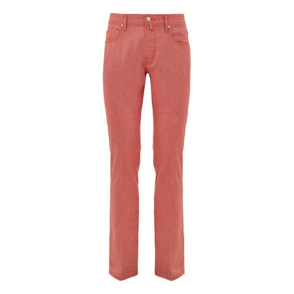 Red Cotton Skinny Pants