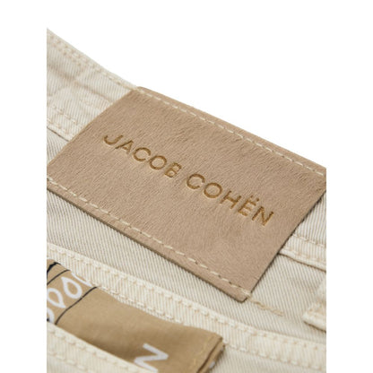Beige Cotton Slim Fit Jeans