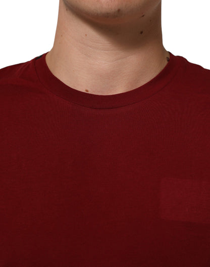 Maroon Cotton Crew Neck Short Sleeves T-Shirt