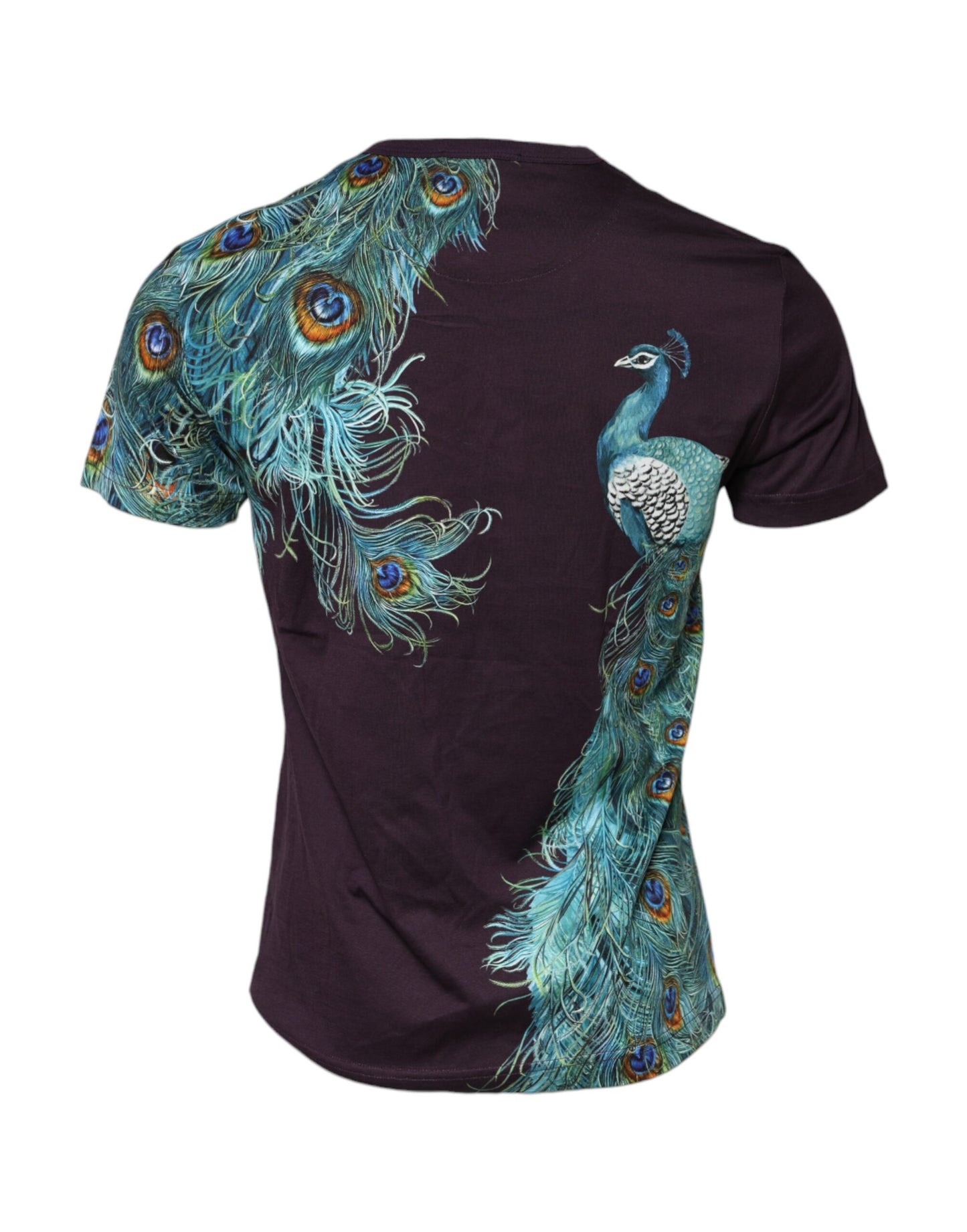 Violet Peacock Feather Men Crew Neck T-Shirt