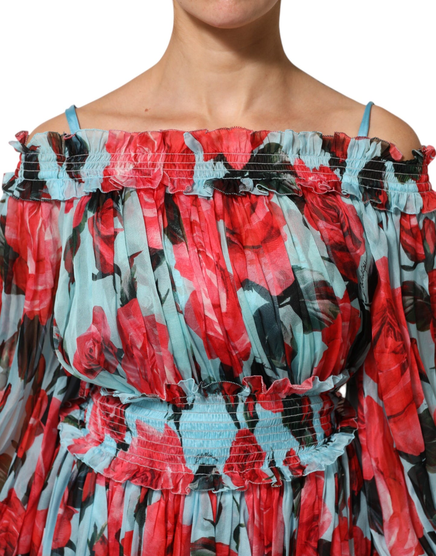 Multicolor Romantic Floral Silk Chiffon Dress