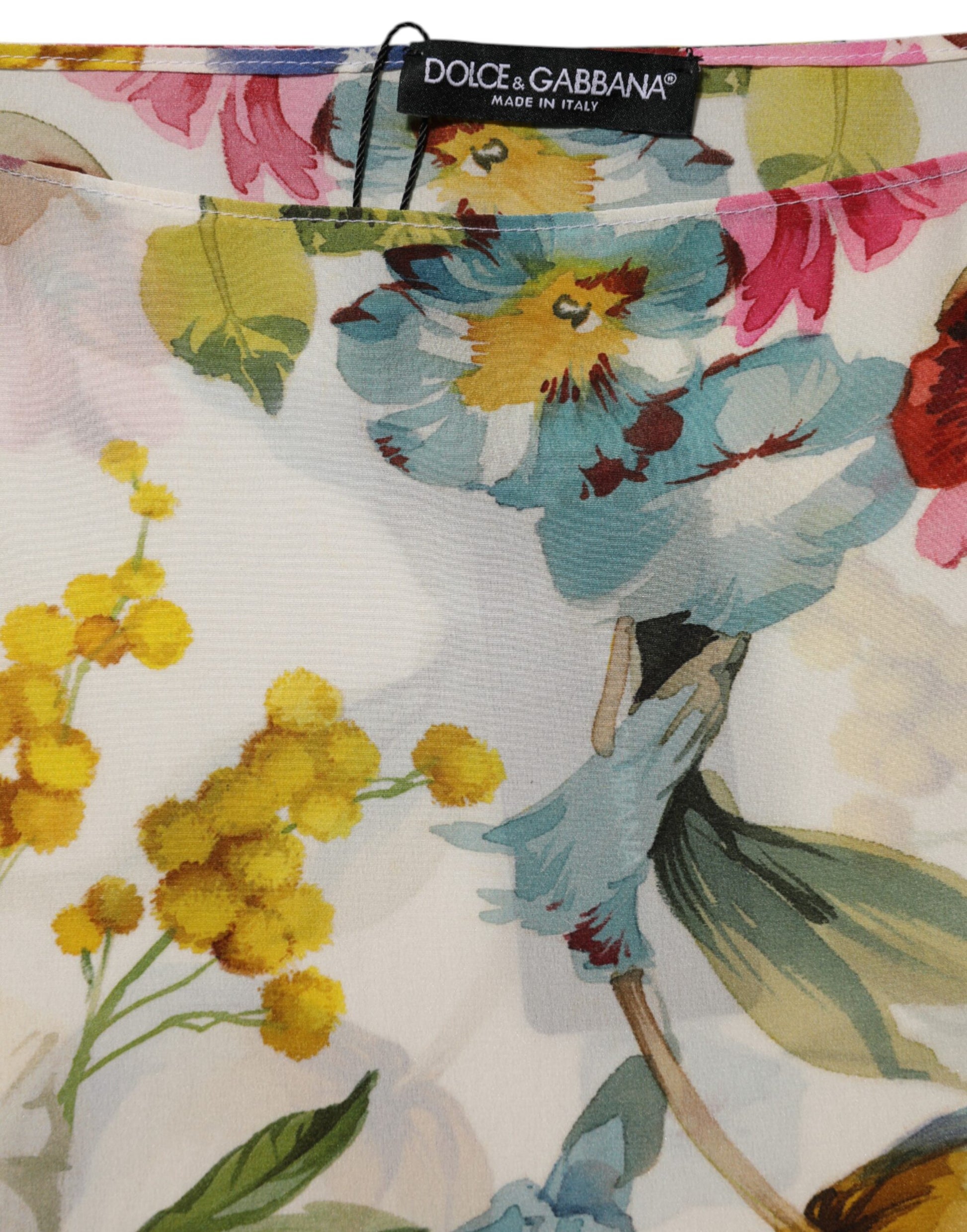 White Floral Print Silk Sheath LongGown Dress