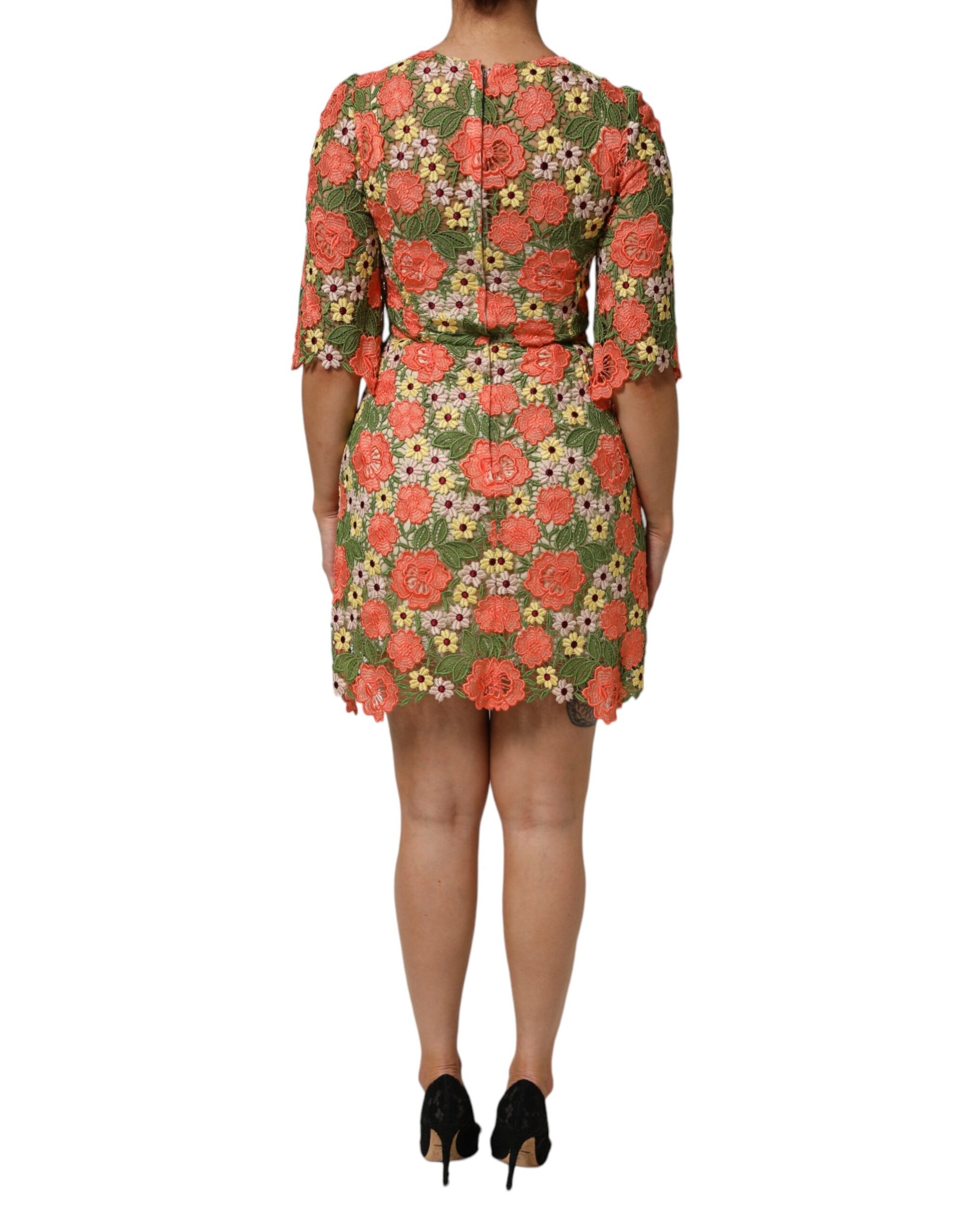 Multicolor Floral Embroidery Aline Mini Dress