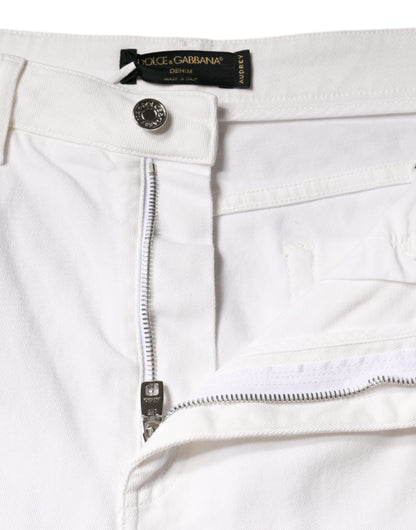 White AUDREY Cotton Logo Skinny Denim Jeans