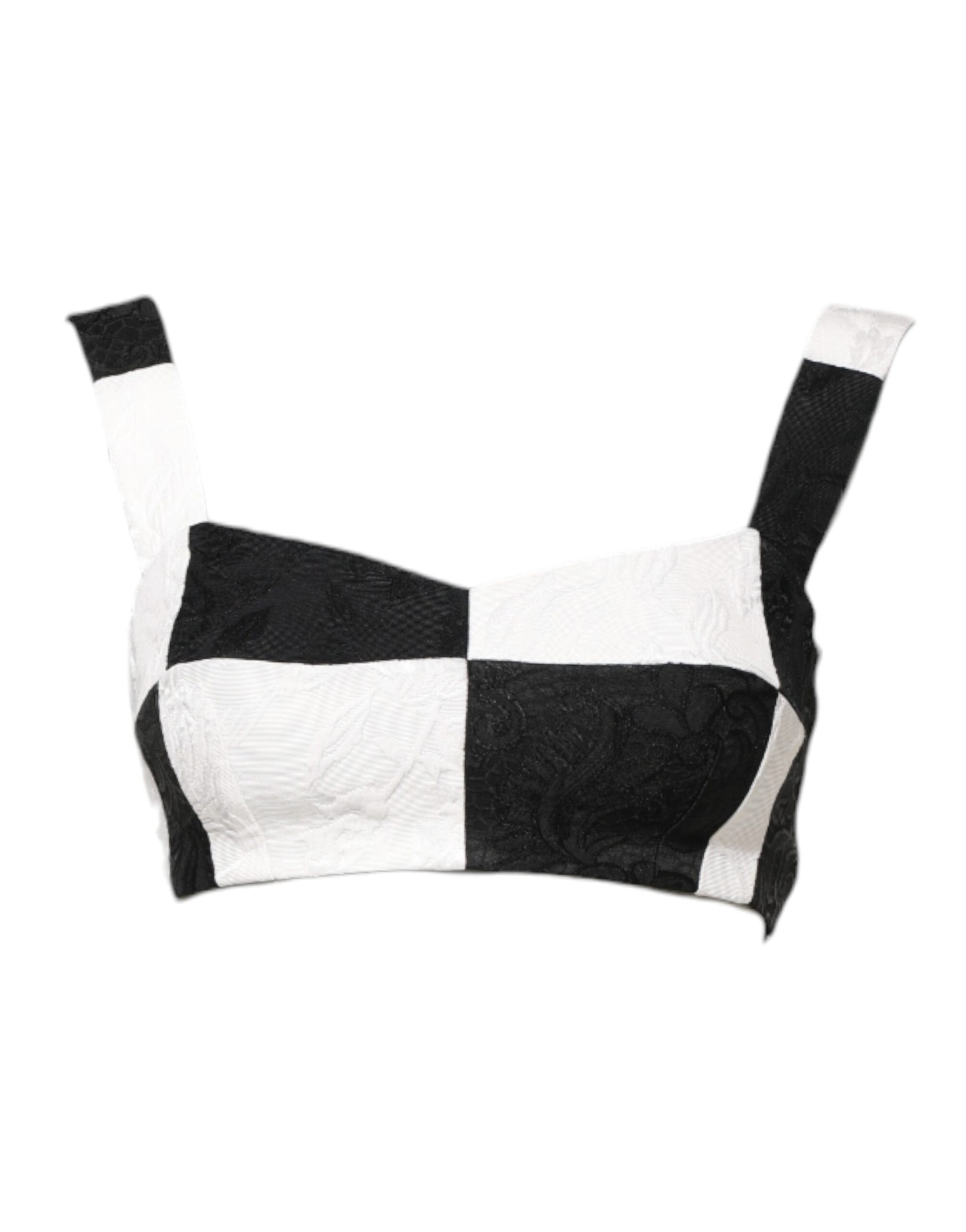 Black White Cropped Bustier Corset Bra Top