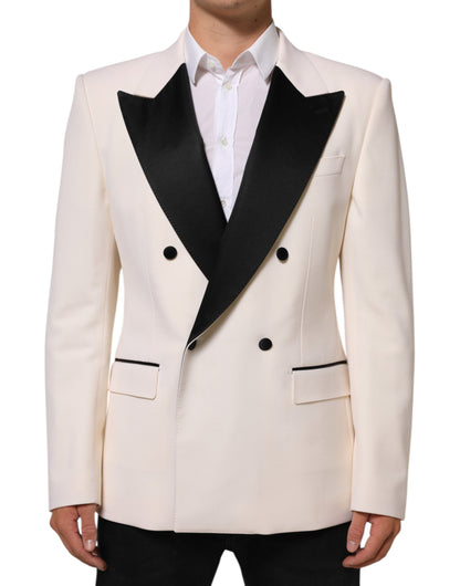 White SICILIA Double-Breasted Suit Blazer