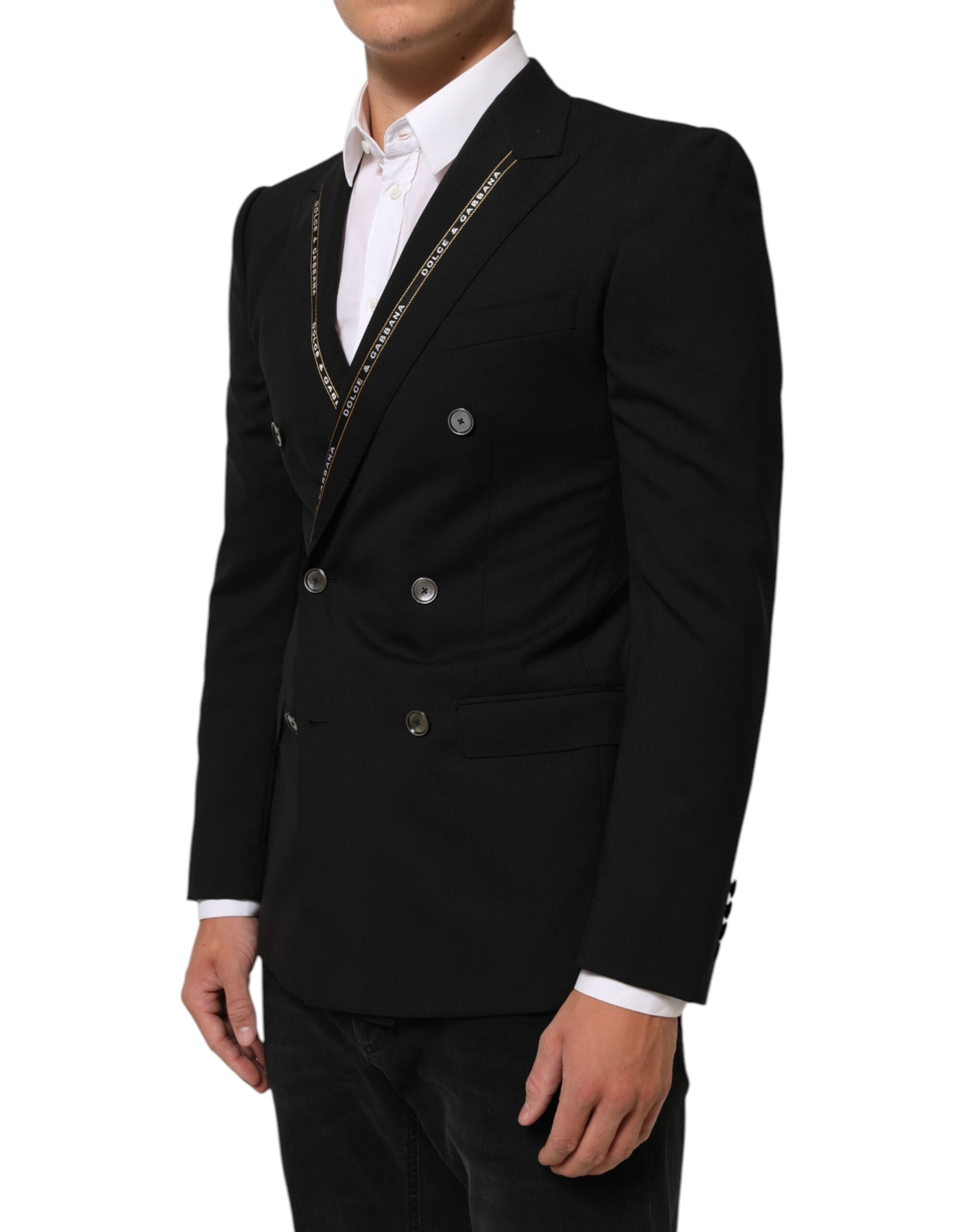 Black SICILIA Double Breasted Jacket Blazer
