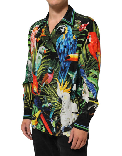 Multicolor Parrot Print Lounge Casual Shirt