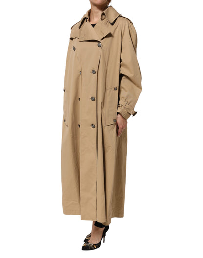 Khaki Double Breasted Trench Coat Jacket