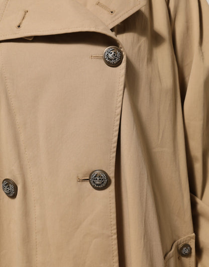 Khaki Double Breasted Trench Coat Jacket