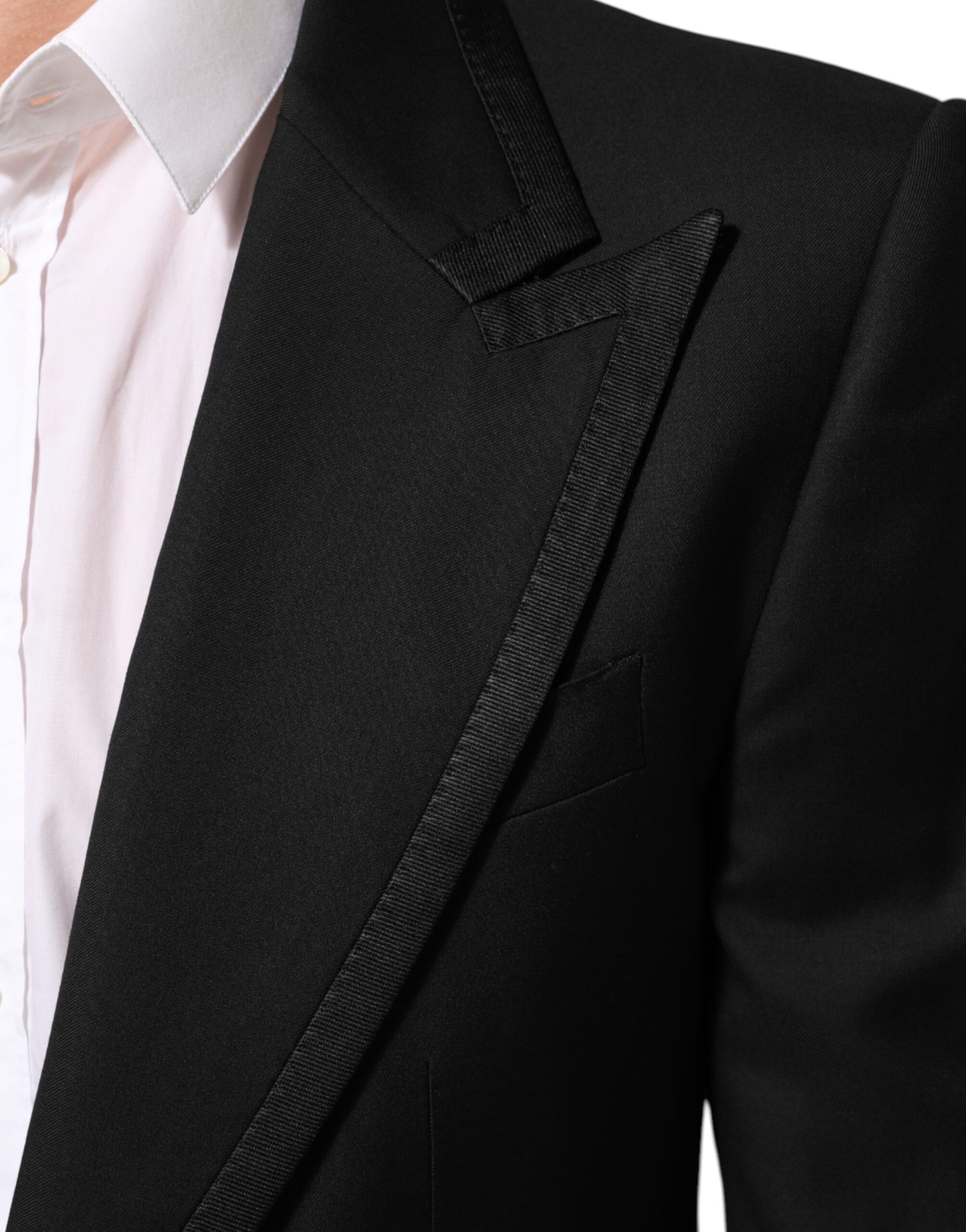 Black Wool 1 Button Suit Jacket Men Blazer