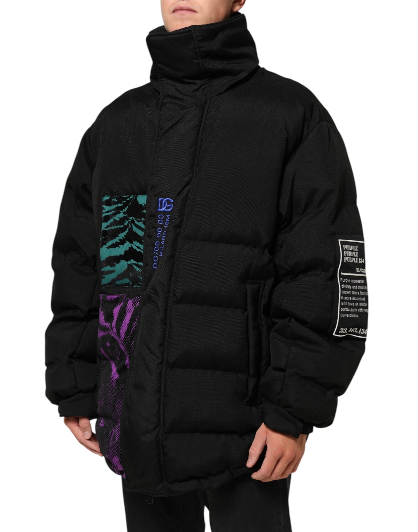 Black Nylon Puffer Men Full Zip Jacket