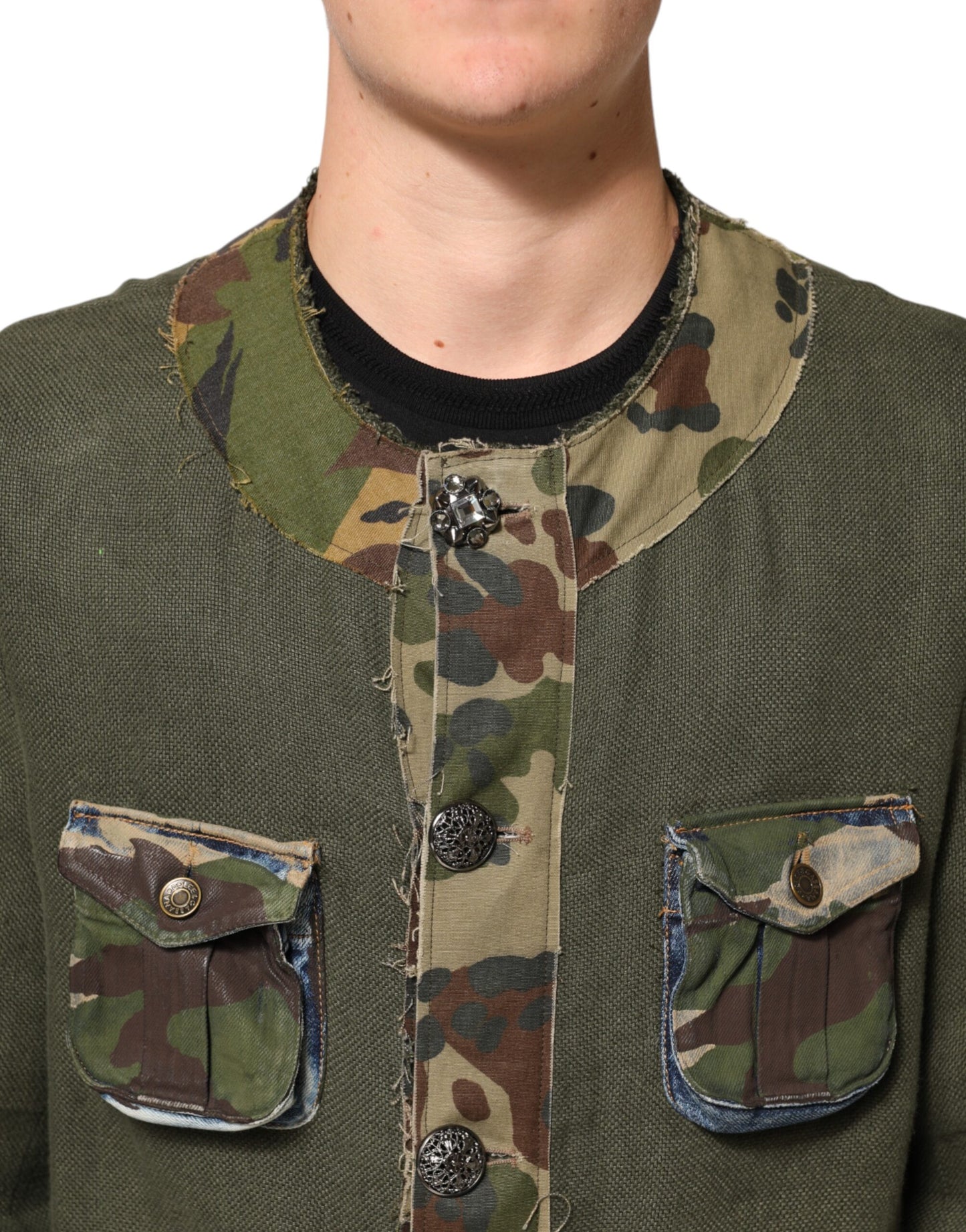 Brown Camouflage Linen Button Down Jacket