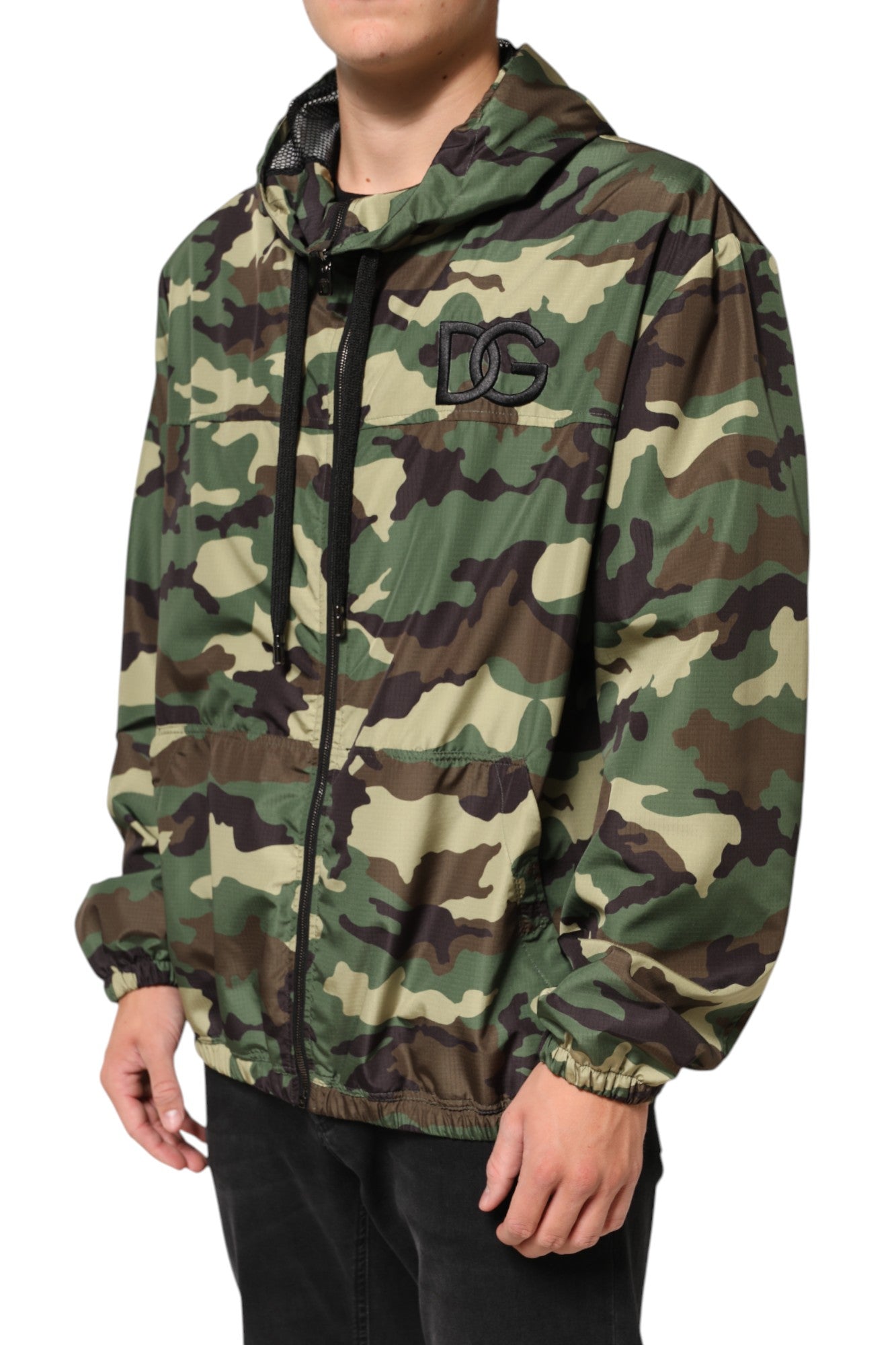 Green Camouflage Hooded Sweatshirt Jacket
