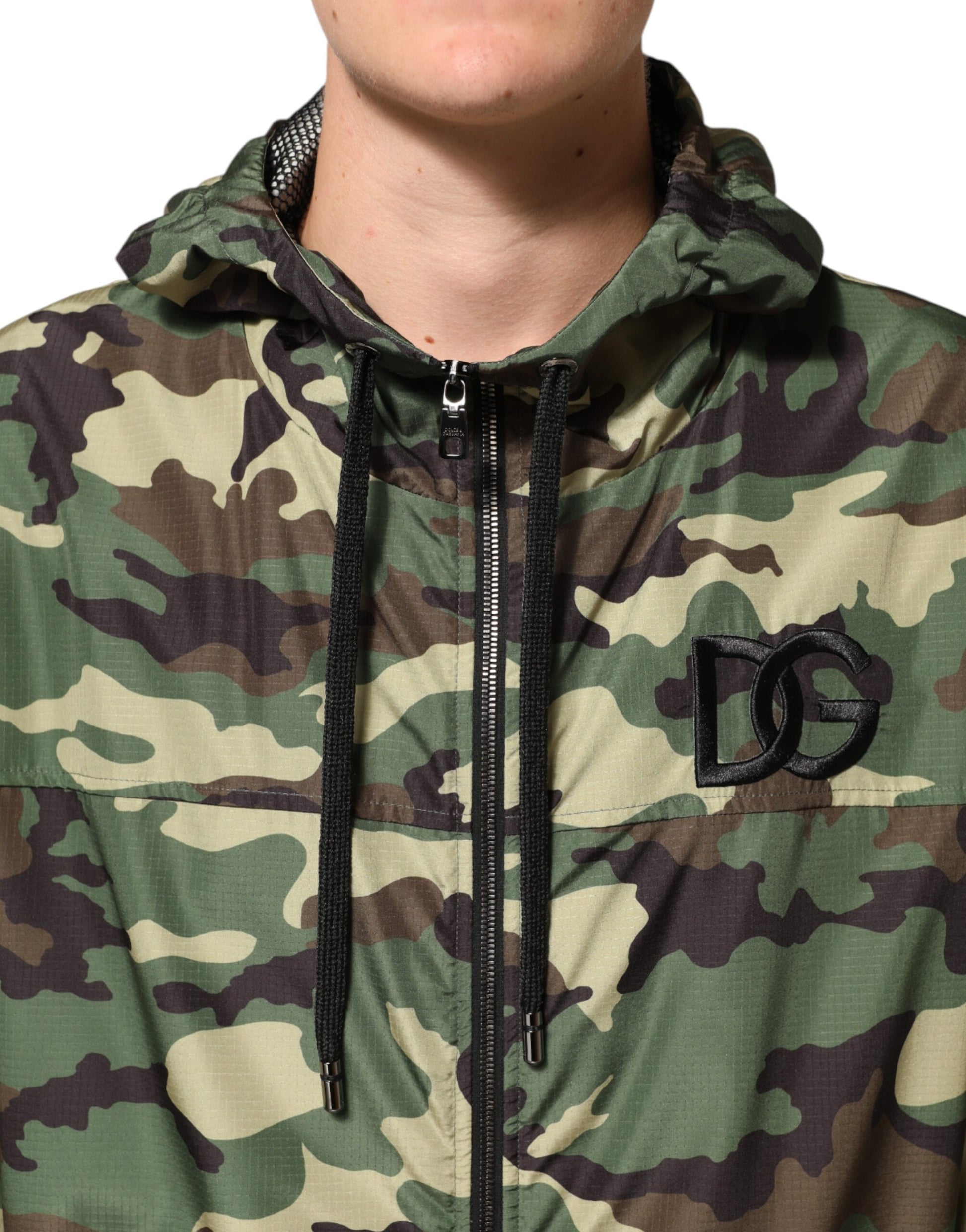 Green Camouflage Hooded Sweatshirt Jacket