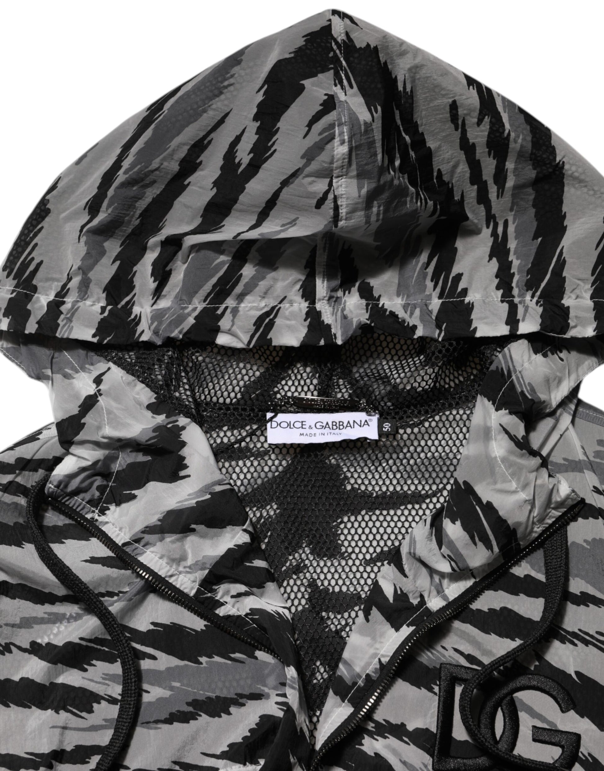 Gray Camouflage Hooded Sweatshirt Jacket