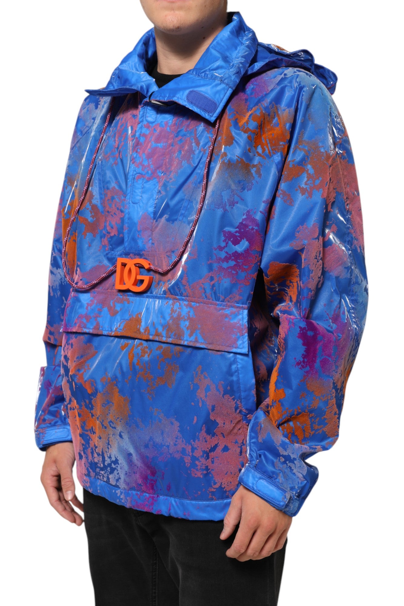 Blue Tie Dye Logo Hooded Sweatshirt Jacket
