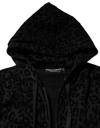 Black Cotton Hooded Full Zip Bomber Jacket