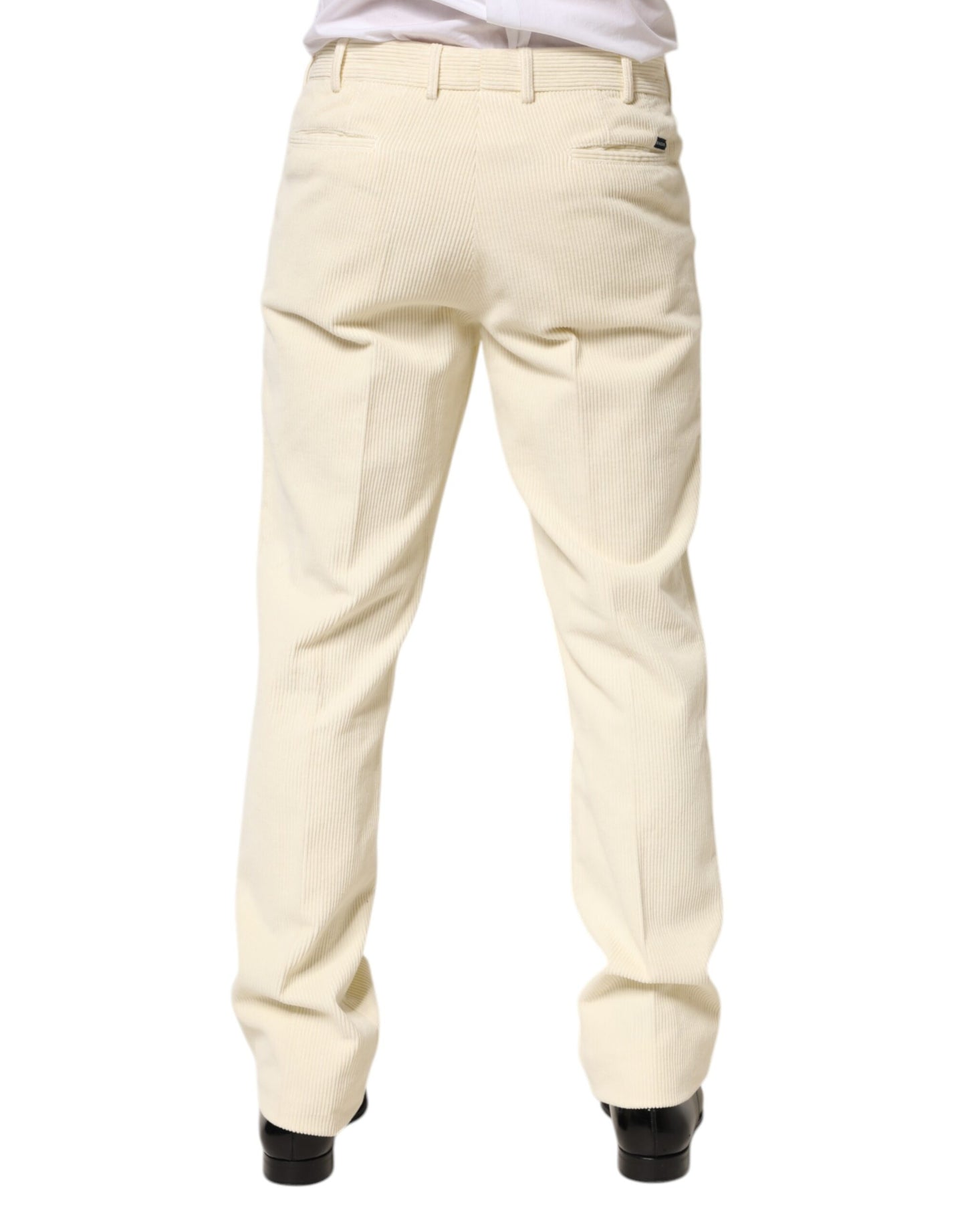 Beige Corduroy Cotton Straight Men Trouser Pants