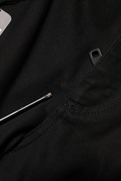 Black Cotton Mid Waist Skinny Men Denim Jeans