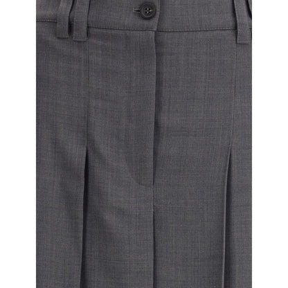 Pleated long Skirt in virgin wool techno gauze