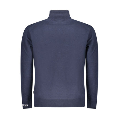Blue Cotton Men Sweater Turtleneck