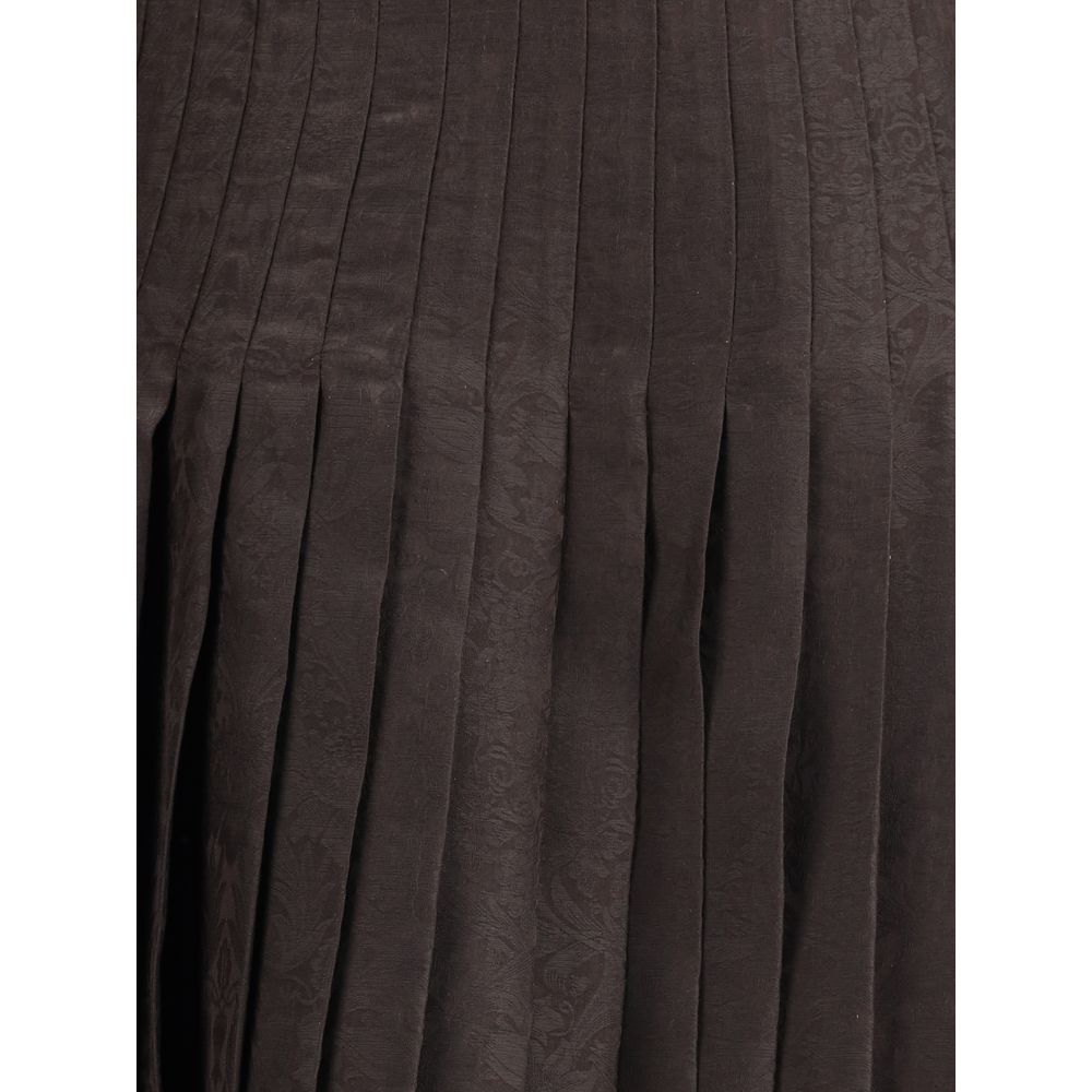Brown Silk Midi Skirt