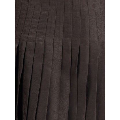 Brown Silk Midi Skirt