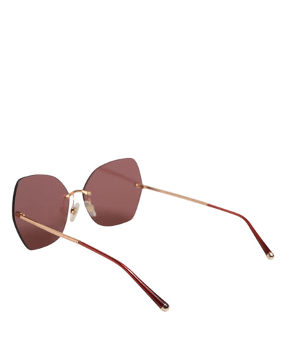 Lucia Gold Metal Cat Eye Red Lenses Sunglasses