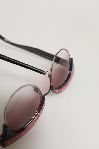Black Pink Mirrored Cat Eye Sequined Sunglasses