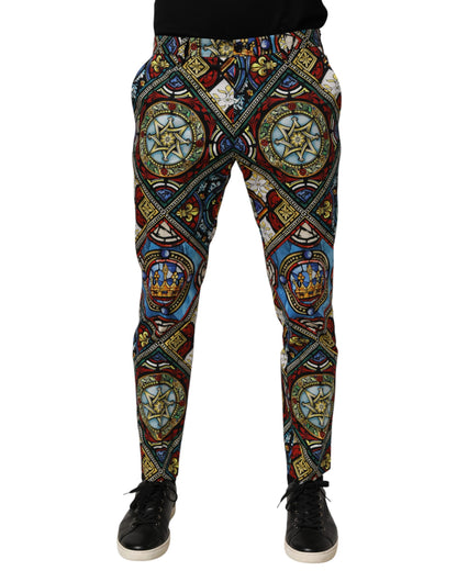 Multicolor Stained Glass Window Style Print Men Pants