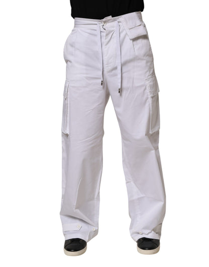 White Linen Straight Cargo Men Trouser Pants