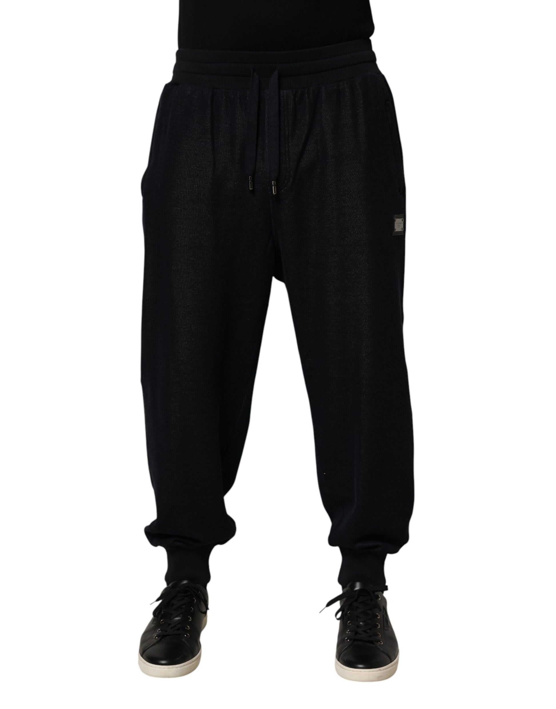 Black Cotton Blend Drawstring Jogger Jogger Pants