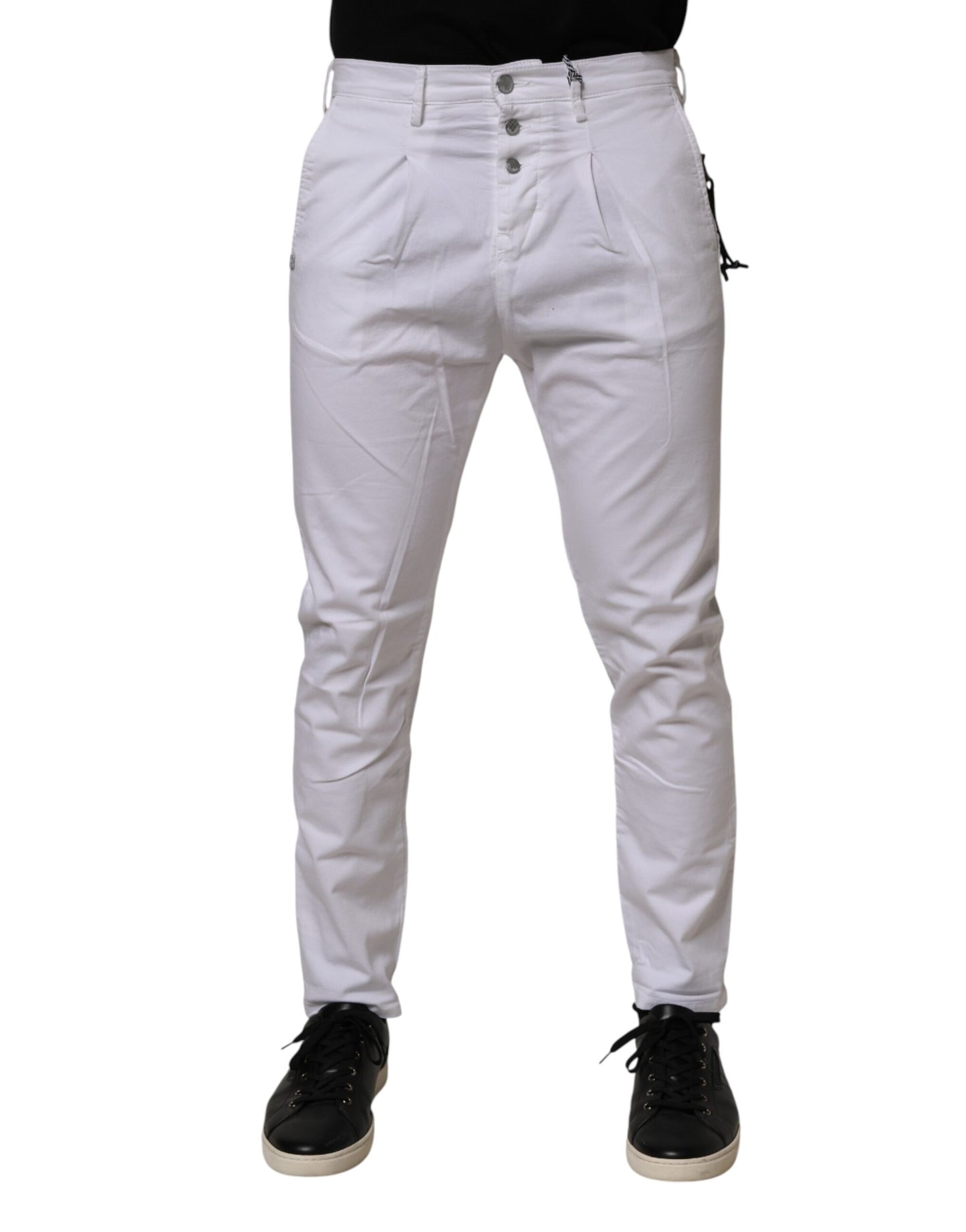 White Cotton Stretch Slim Fit Denim Jeans