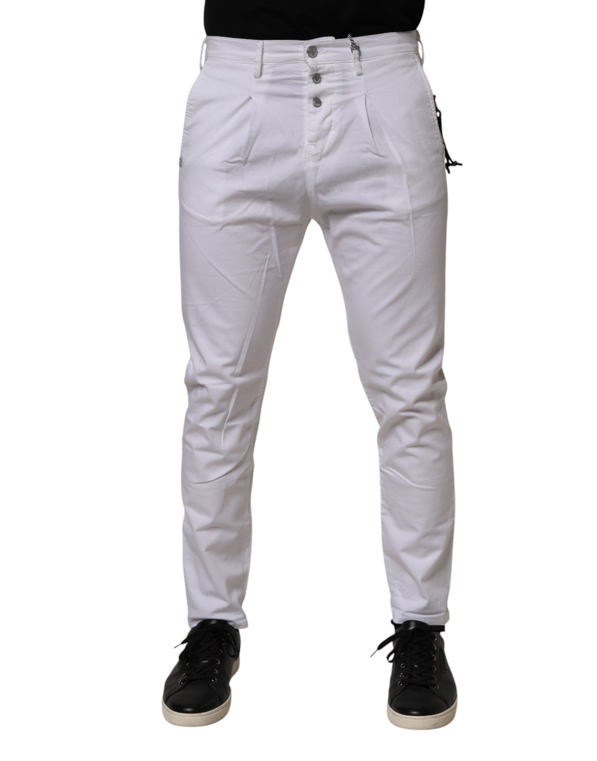 White Cotton Stretch Slim Fit Denim Jeans