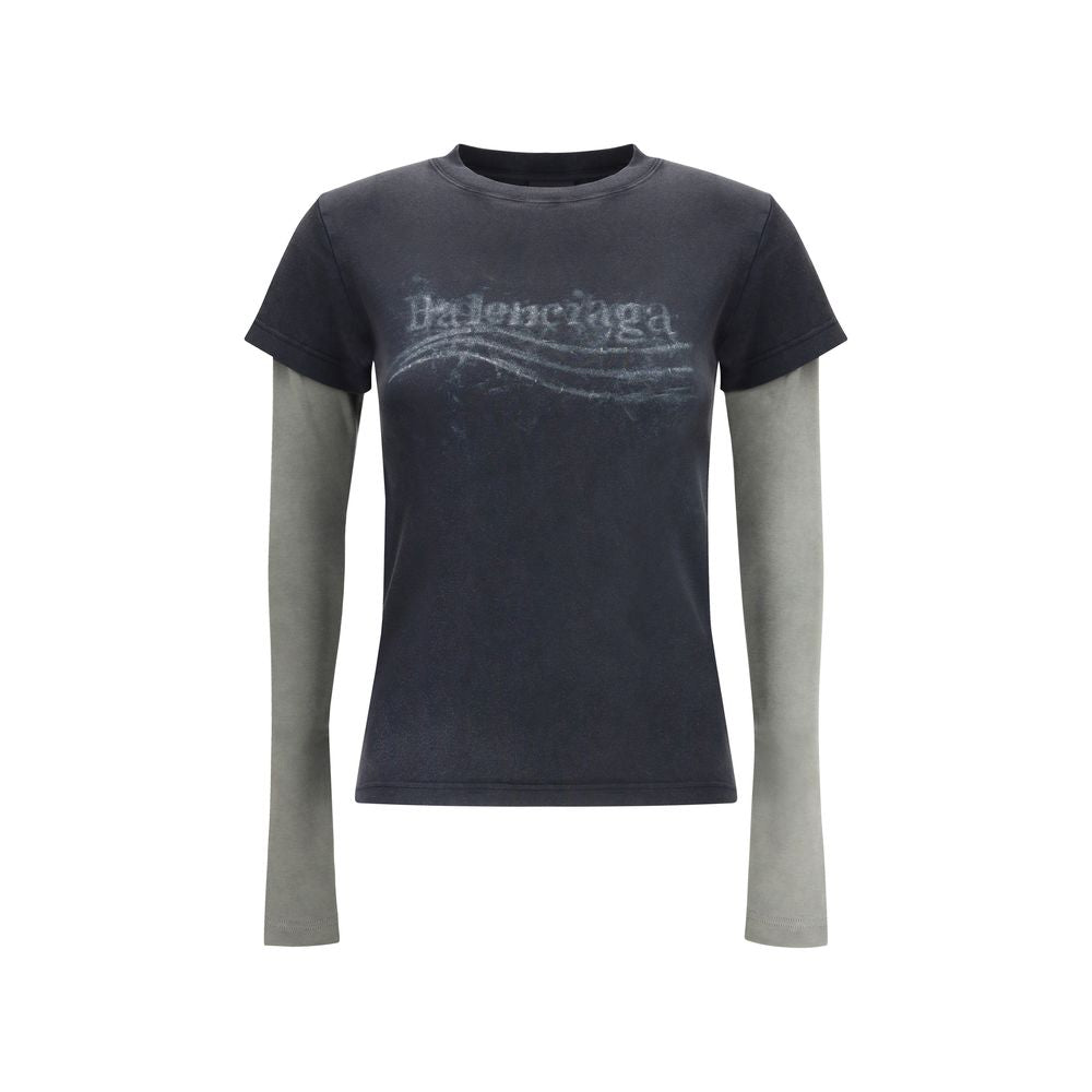 Washed Crayon Political Double-Sleeve T-Shirt