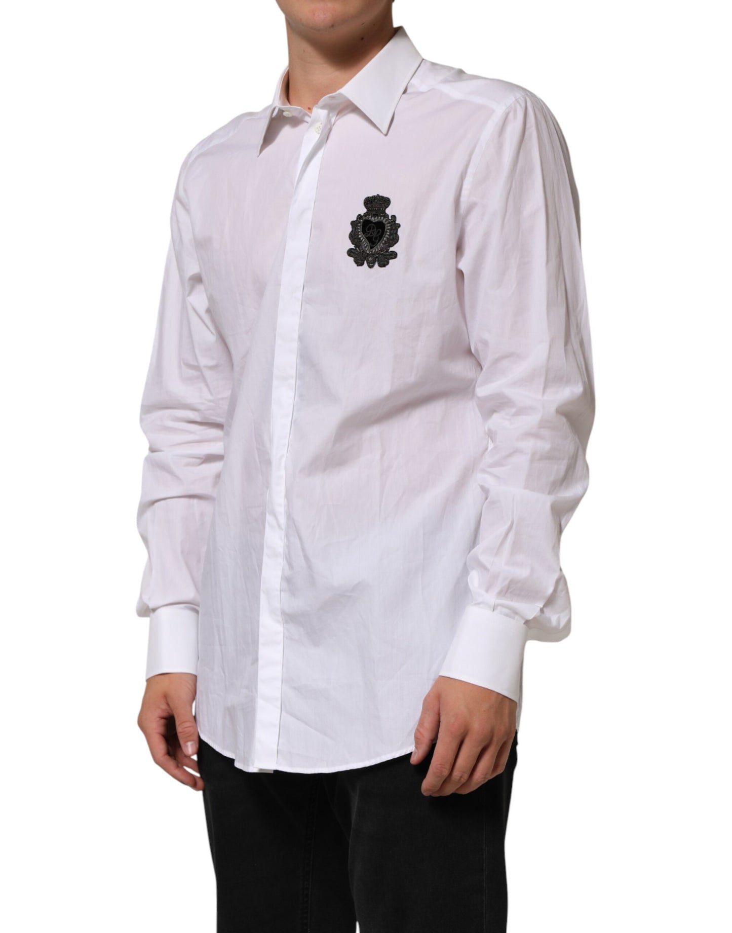 White Cotton MARTINI DG Patch Dress Shirt