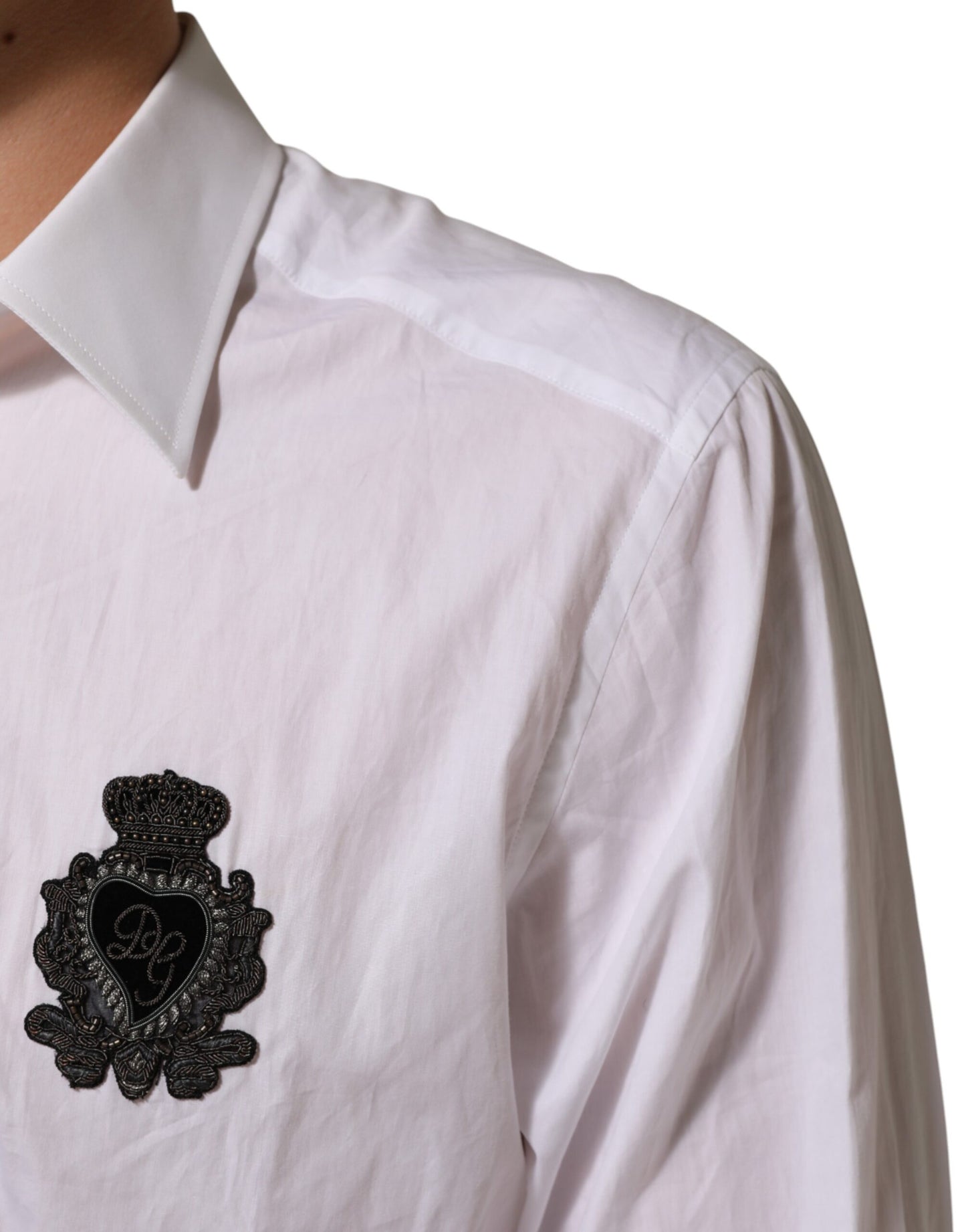 White Cotton MARTINI DG Patch Dress Shirt