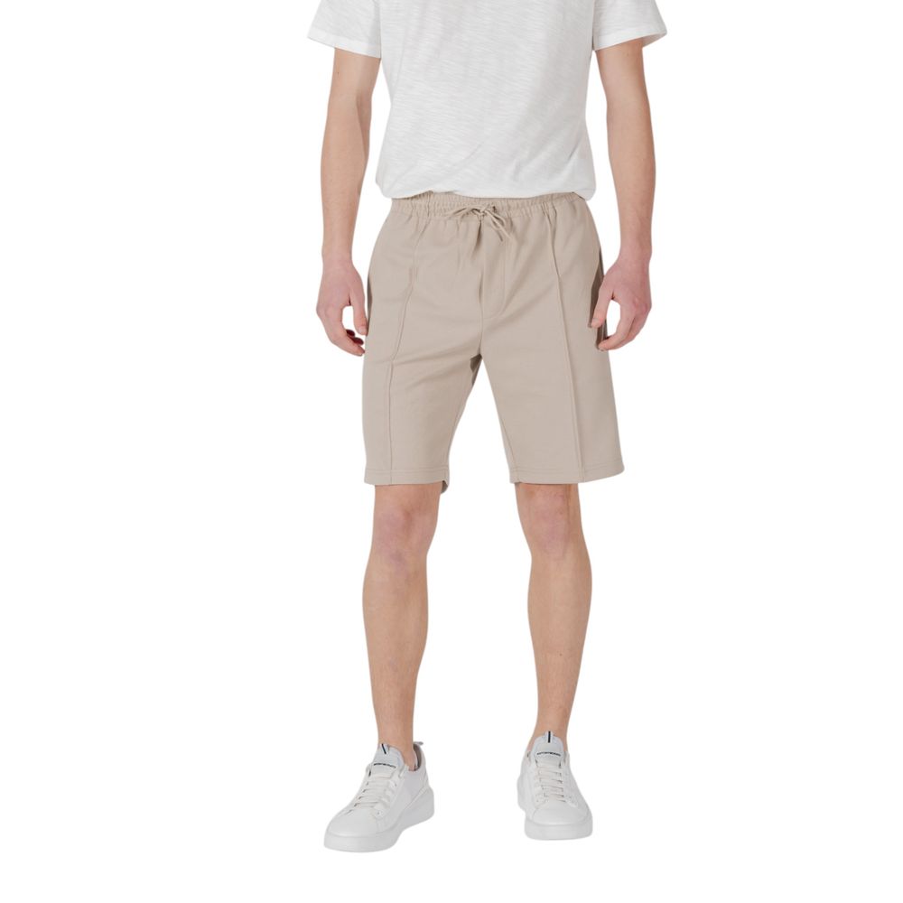 Beige Polyester Bermuda Shorts