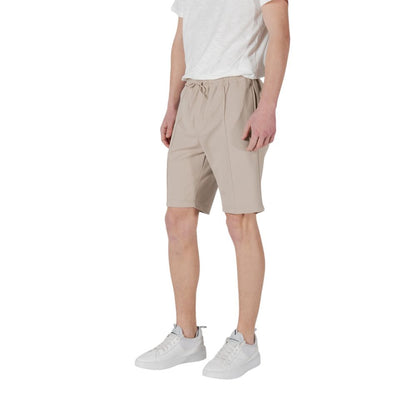 Beige Polyester Bermuda Shorts