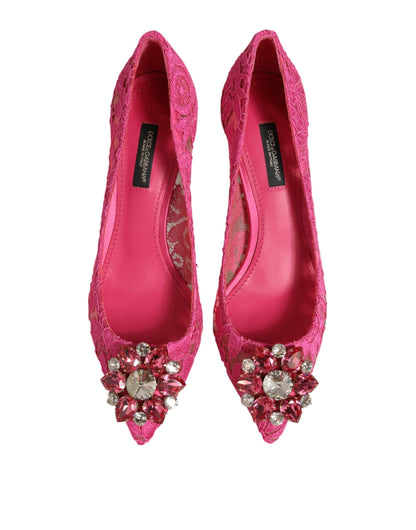 Pink Taormina Lace Crystal Heels Pumps Shoes
