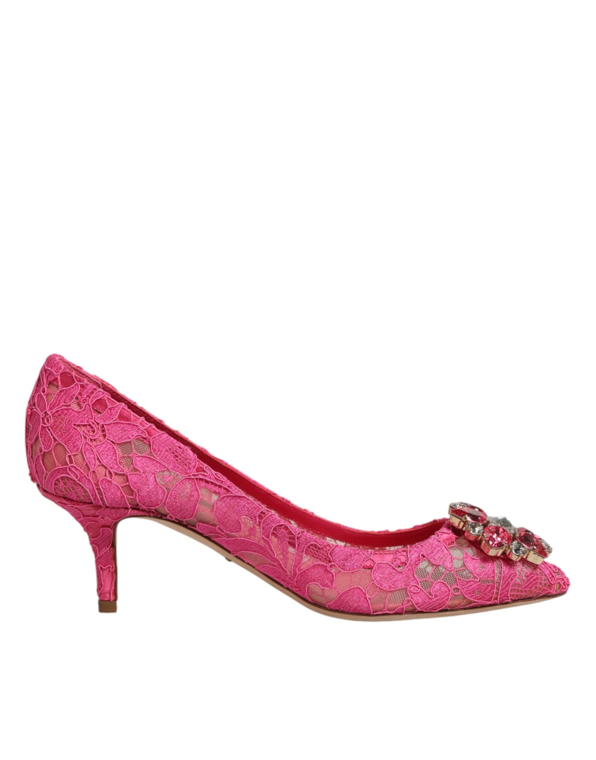 Pink Taormina Lace Crystal Heels Pumps Shoes