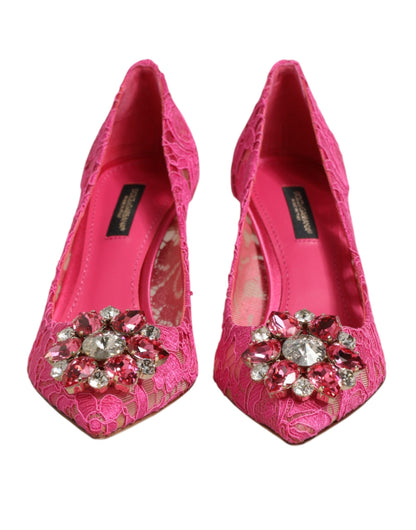Pink Taormina Lace Crystal Heels Pumps Shoes