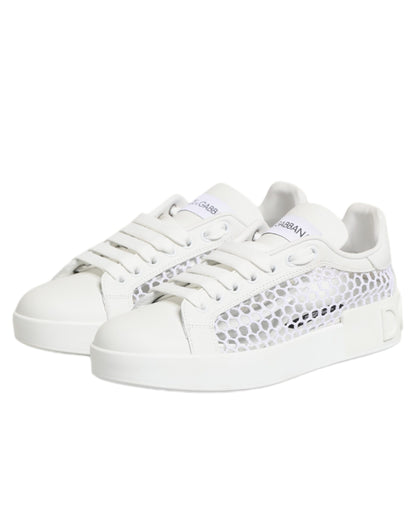 White Mesh Inserts Low Top Sneakers Shoes