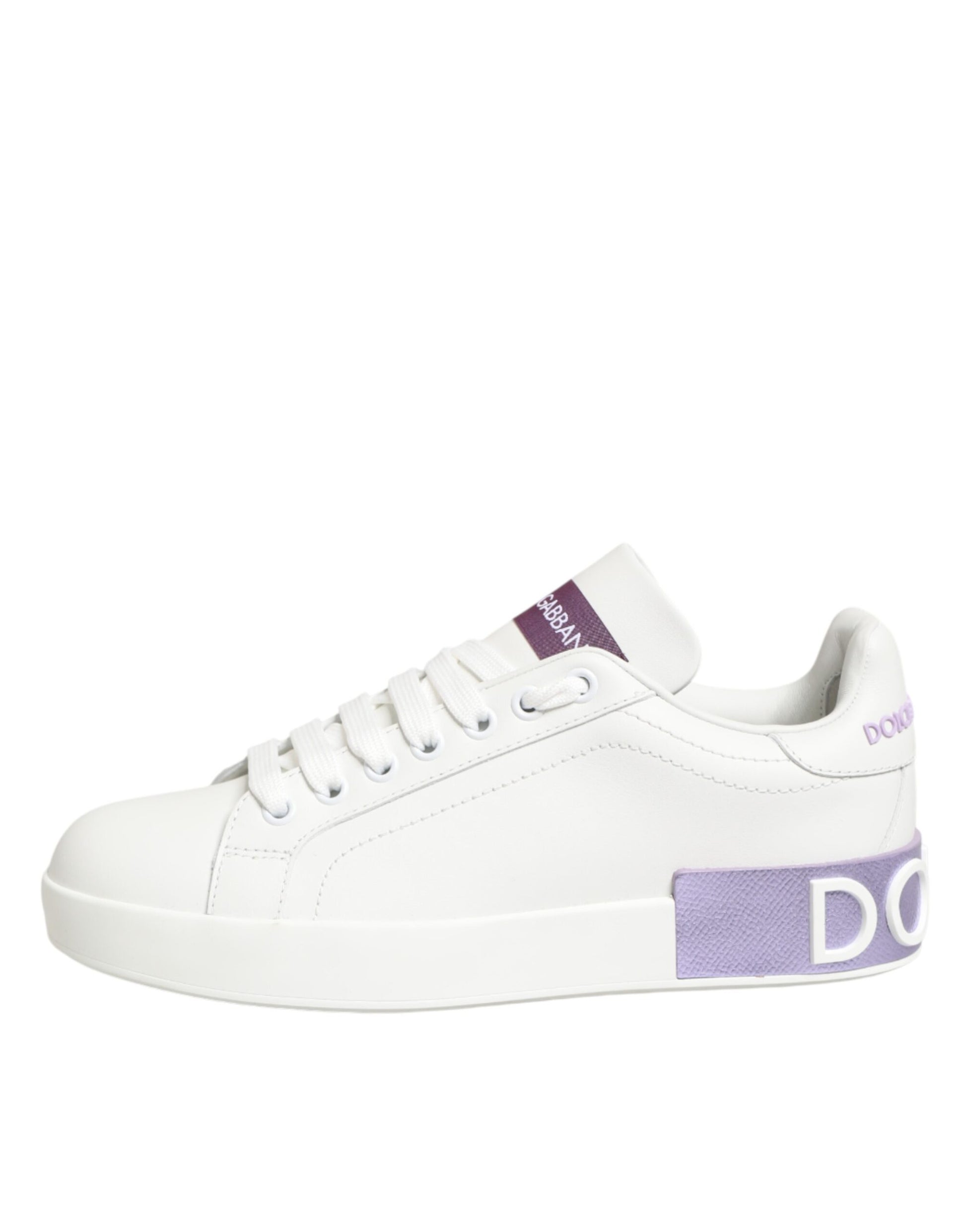 White Purple Leather Casual Sneakers Shoes