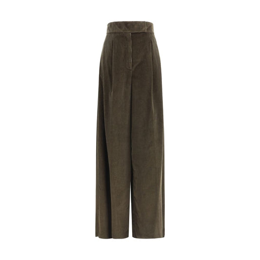Green Cotton Casual Pants
