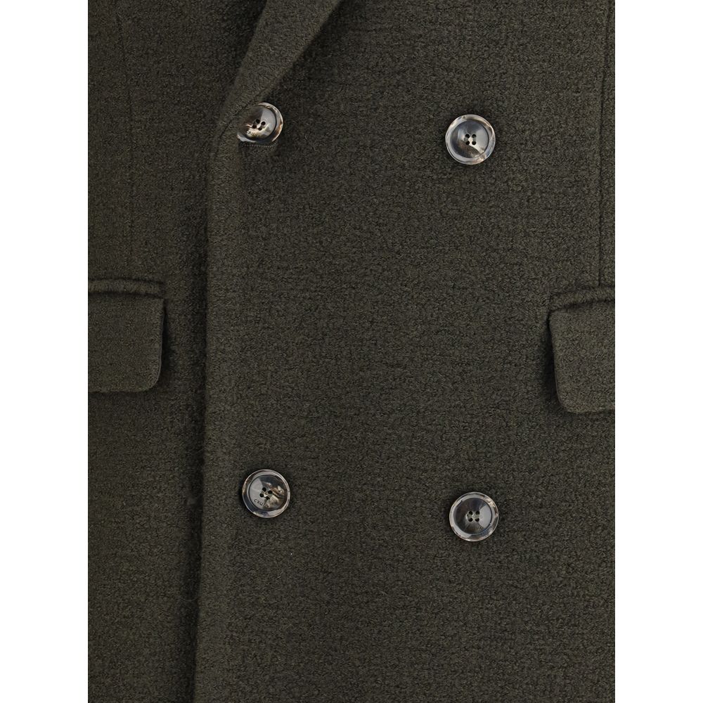 Green Fleece Wool Coat