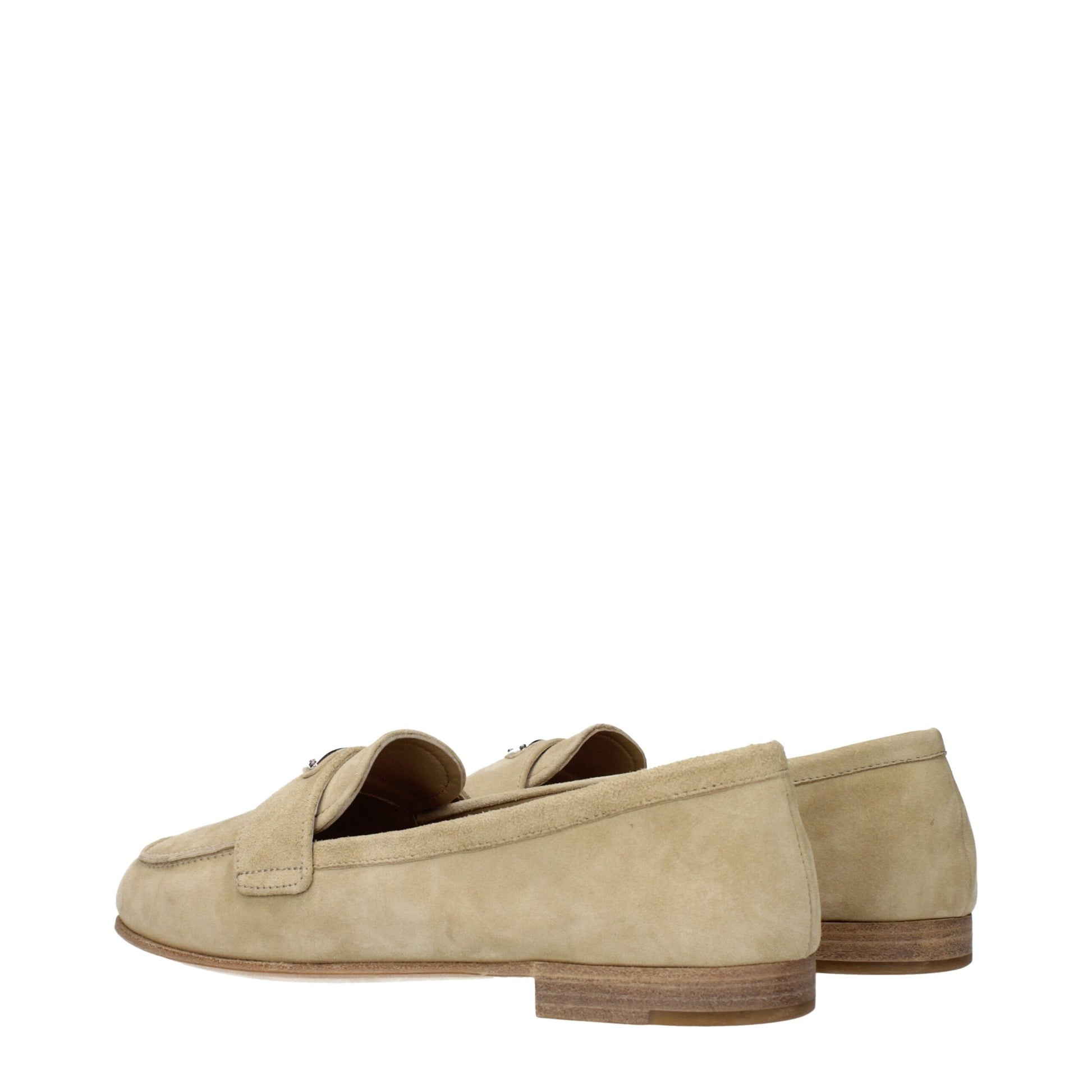Beige Leather Slip-On Loafers